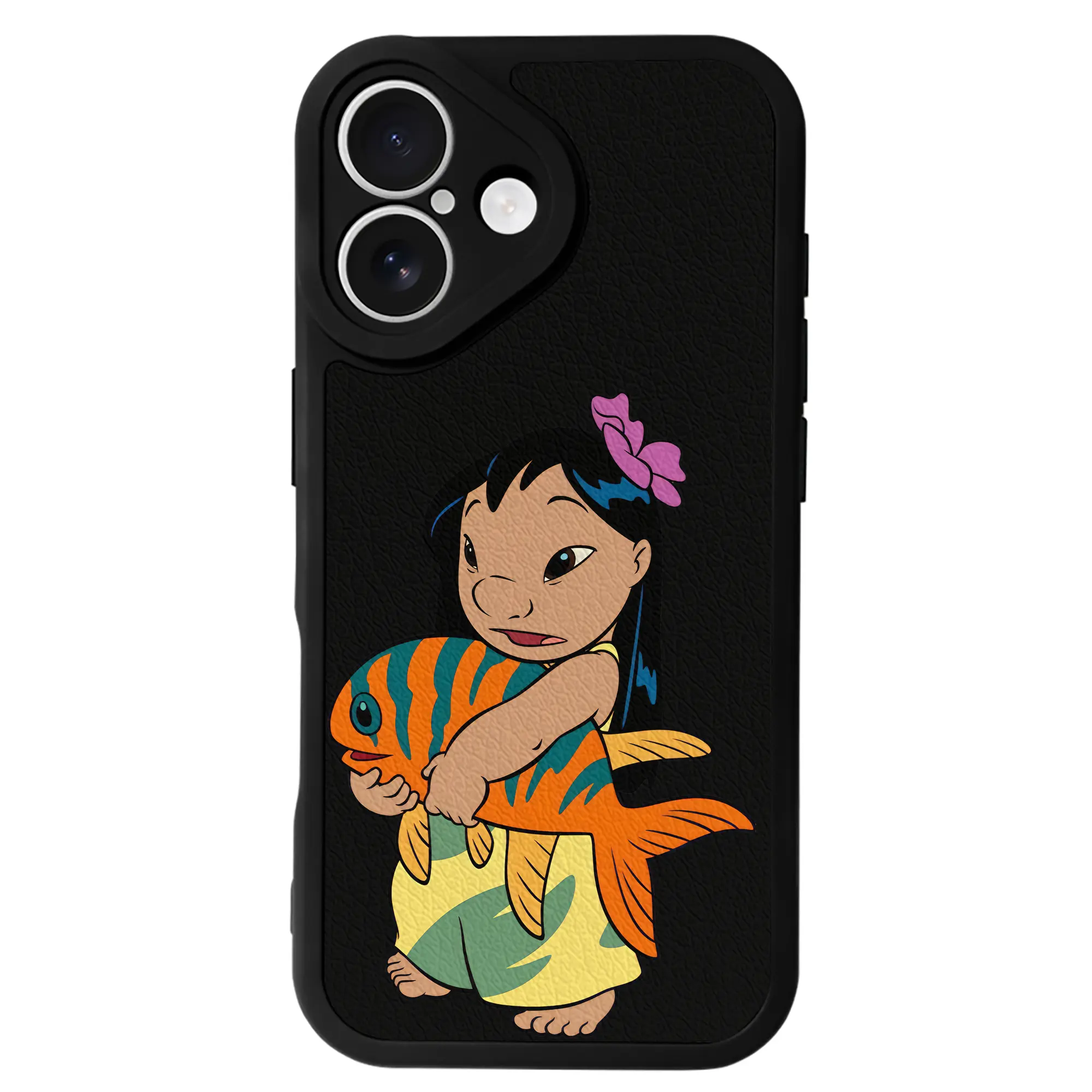 リロ＆スティッチ グッズ リロ - IPhone 16シリーズ対応 ・ シリコンスマホケース ・ レザー調 ・ 高精度フィット ・ 耐衝撃 ・ ワイヤレス充電対応 ・ 精密カット